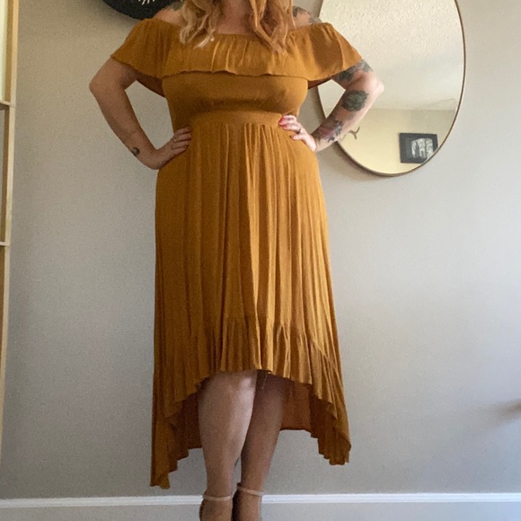 Mustard Yellow Hi Low Dress - Picture 1 of 2